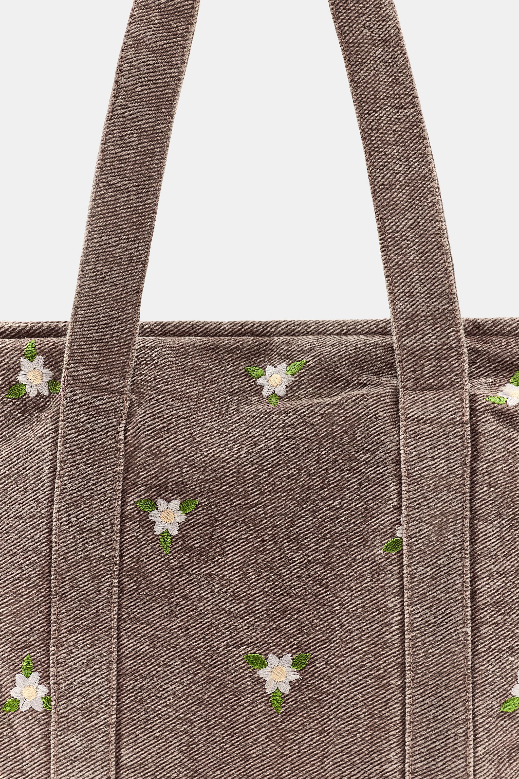 MINI EMBROIDERED FLORAL DENIM BAG